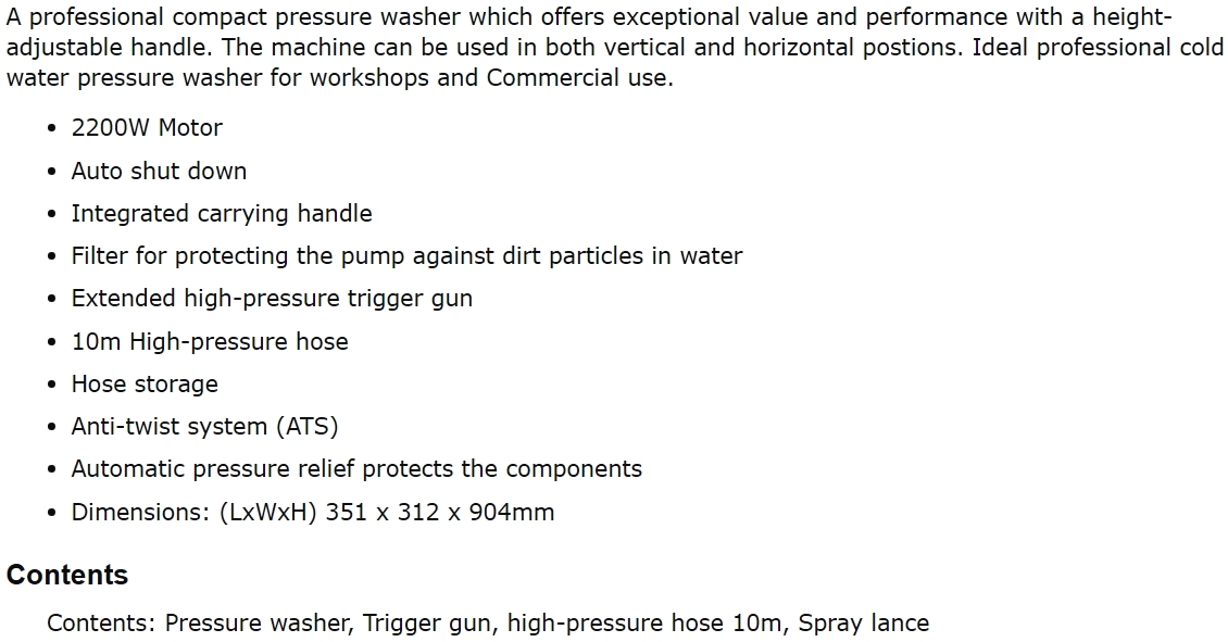גרניק מכונת שטיפה בלחץ קרשר KARCHER HD 5-11 P 2200W